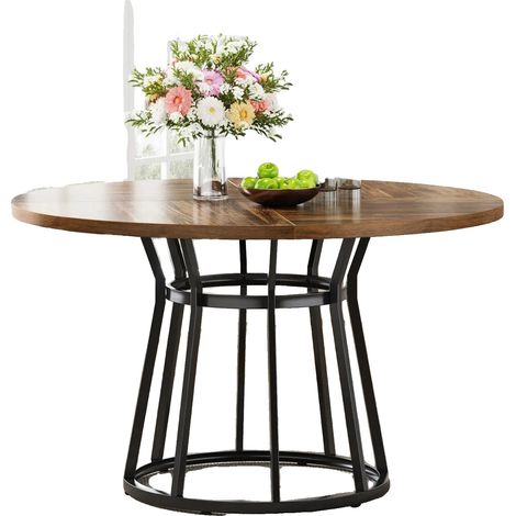 Table à manger, design moderne, entretien facile, Marron (1/2)