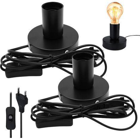 Lot de 2 lampes chevet rétro avec interrupteur à câble, douille E27, douille lampe table vintage, base lampe chevet rétro pour décoration d'éclairage domestique, décoration bar café (sans lampe) (1/5)