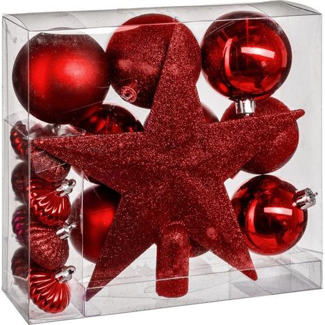 Paris Prix - Kit 18 Pièces Déco De Noël colorama 23cm Rouge (1/2)