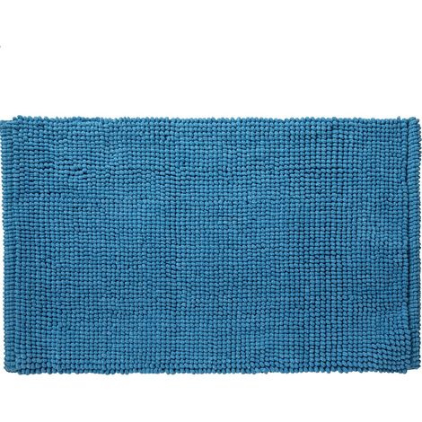 Tapis de bain en polycoton uni bleu 50x80cm (1/3)
