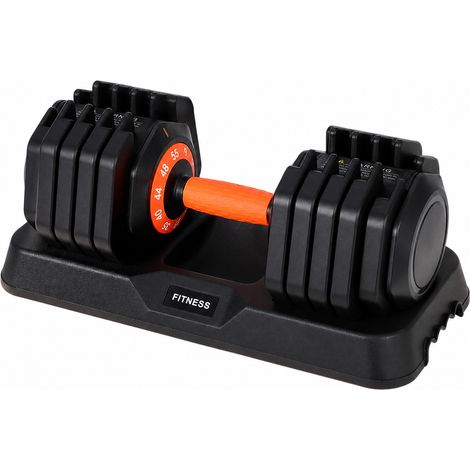 HAUSPROFI Verstellbare Hanteln, Hantel 25 kg (55 lbs), 10 Gewichtsstufen per 360°, Drehsystem in 1 Sekunde, Rutschfester Nylon-Griff, Platzsparendes Design für Heimfitnessstudio (1/5)