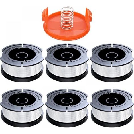 6pcs Strimmer Line Spool Compatible with Black and Decker, Ø1.65mm with 9m Strimmer Line, Contains 1x Replacement Spool Cover and 1x Replacement Spring LOY (1/4)