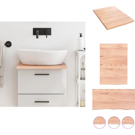 Comptoir de salle de bain marron clair 40x60x2 cm bois traité - Comptoir Salle De Bain - Comptoir Bois - Plan De Travail Salle De Bain - Meubles Salle De Bain - Meuble Lavabo (1/5)