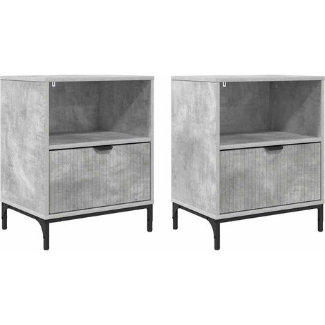 Maison Exclusive - Armadio da Notte 2 pcs Grigio cemento 49 x 36 x 61 cm (1/5)