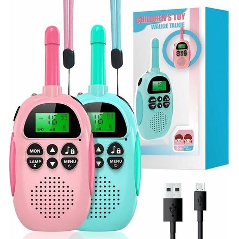 Talkie walkie rechargeable enfants – Portée 3 km – 16 canaux – Fonction VOX – Écran LCD rétroéclairé – Lampe de poche intégrée (1/5)