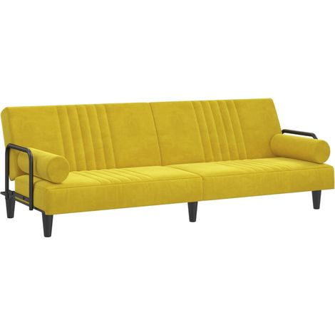 Divano letto con braccioli 205 x 89 x 70 cm velluto giallo 020019252