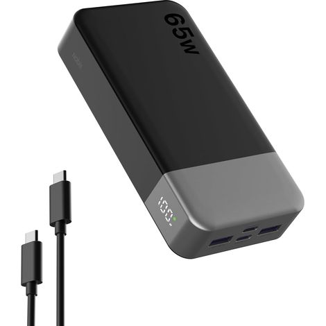 Batterie Externe 20000mAh 65W Power Bank Double USB-C PD 3.0  Batterie Externe Charge Rapide 4 Ports Simultanés, Mode Courant Faible, pour Laptop, Téléphone, Tablette (1/5)