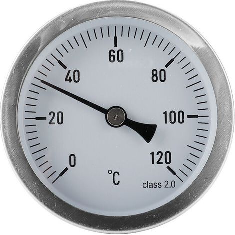 Thermomètre à aiguilles bimétal Pour systèmes de chauffage et chaudières 120 degrés Type 1/2 '' Raccord arrière Tôle d'acier chromée (1/5)