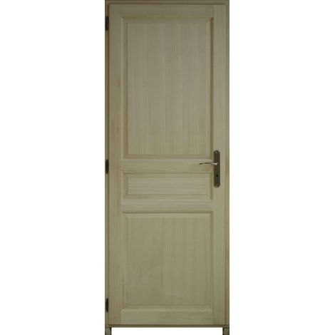 Gdmenuiseries – Bloc porte en paulownia plein – Largeur 63cm – Côté poussant droit – Huisseries 67x45mm pour cloison 50mm