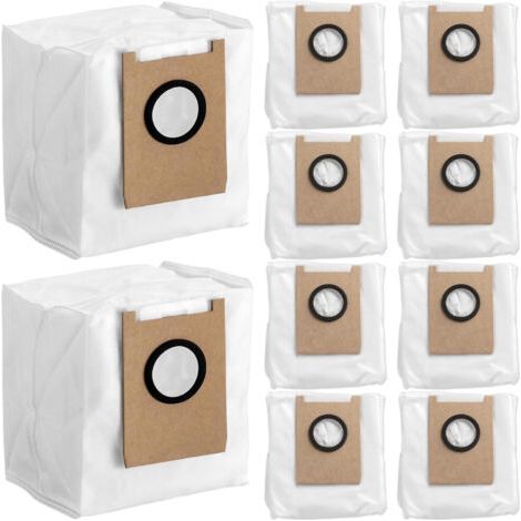 Lot de 10 sacs à poussière E20 compatibles avec l'aspirateur robot Eufy 3-en-1 E20, sacs à poussière jetables grande capacité de 3 litres, adaptés aux aspirateurs robots domestiques.