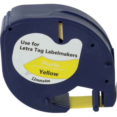 vhbw Label Tape Replacement for Dymo 91202 for Label Printer 4m x 12 mm, Black on Yellow (1/4)