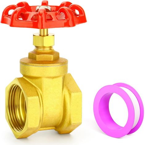 1PCS 1-1/4 Inch Laiton industrial Gate Valve, Vanne à guillotine rotative pour charges lourdes avec filetage femelle x femelle, avec poignée à roue, pour eau, pétrole, gaz (1/5)