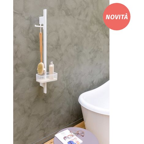 EVER Prop mensola alluminio con bicchieri fissaggio barra bianco opaco codice prod: EVBAMBBN (1/4)