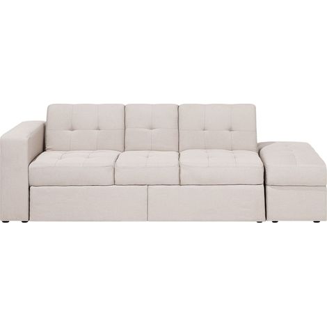 Sofa Bed 3 Seater FALSTER Fabric Beige with Storage (1/5)