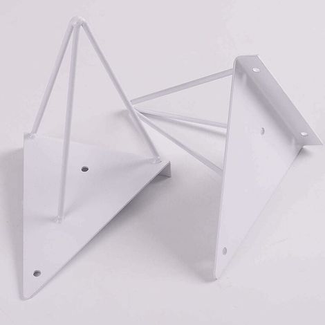 Equerre Etagere Flottantes Forme en Triángulo Geométrico, 16 x 17.5 cm Supports Etagere Dissimulé Invisible Vintage en Fer du Mural, Equerre Mural avec Vis Industriel pour Déco Salon, 2 Pièces/ Blanc- (1/4)