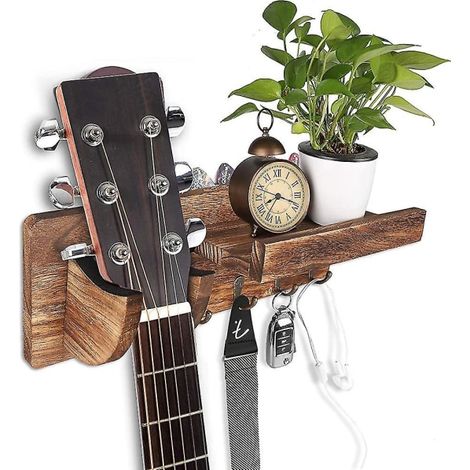 Guitare Väggylla Trävägg Support pour guitare Vägg Avec 3 crochets (1/4)