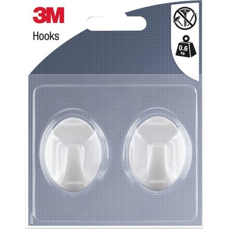Ovaler Klebehaken M, 2 Stück, weiß, 0,6 kg, 3M IHAP13