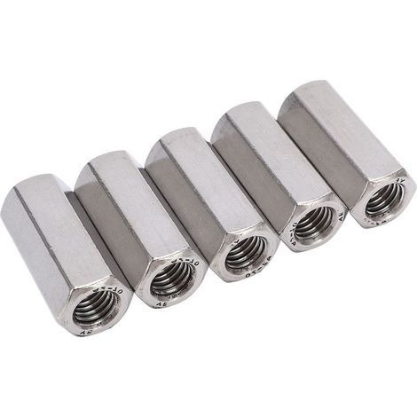 5 pièces écrou d'accouplement hexagonal en acier inoxydable Anti Corrosion M12 connecteur argent pour boulons à vis (1/5)