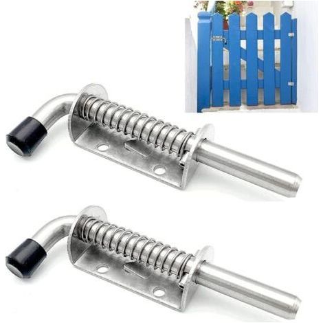 2 Pieces Spring Latch, Garage Door Latch, Stainless Steel Spring Latch, Heavy Duty Spring Latch, Bolt Door Latch, for Garage Door, Garden Doors, Cupboard, 10 x 128mm (1/5)