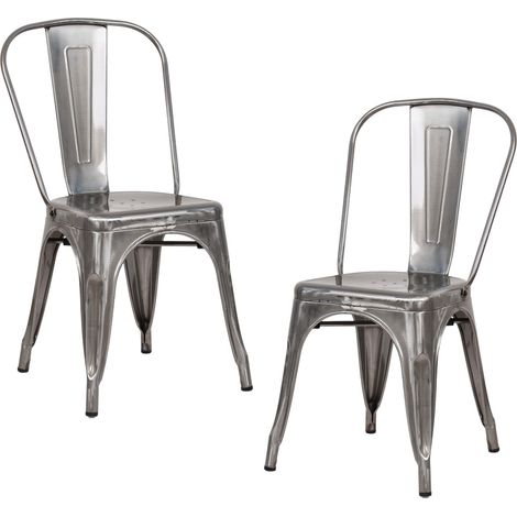 2er-Pack stapelbare Industriestühle aus Stahl, 45 x 45 x 85 cm, Thinia Home
