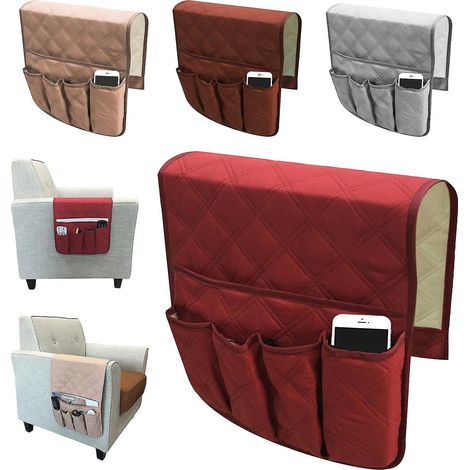 Organisateur d'accoudoir avec porte-télécommande - Rangement à 5 poches pour canapé, fauteuil inclinable (1/5)