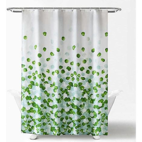 Rideau de douche Wabjtam avec crochets, 183 x 183 cm, rideau de baignoire, vert bulles (1/5)