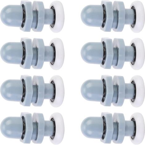 8 Single Porte de Douche Coureurs,Coulissant Rouleaux Piste Roue de Porte pour Salle de Bains Porte en Verre,pour Remplacement de Douche Coulissante Verre Porte Coureurs Rouleaux Gris(20mm) (1/3)