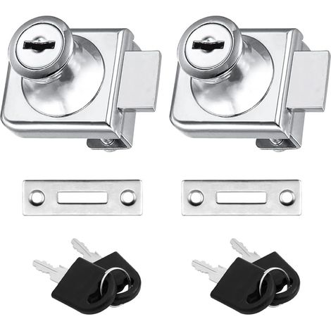 Lot de 2 serrures de sécurité pour Porte en Verre Simple avec 4 clés pour vitrine en Verre de 5 à 8 mm, sans perçage, en Alliage de Zinc (1/5)