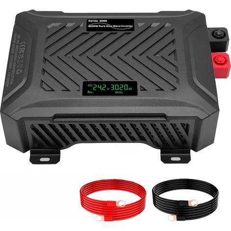 Convertisseur Universel 12V/24V vers 220V 1500W/3000W, Onduleur à Onde Sinusoïdale Pure 3000W/6000W en Puissance de crête, avec Système de Détection Intelligent, écran LCD et 2 Prises EU (1/5)