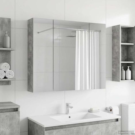 vidaXL Mobiletto per specchio da bagno con lo scaffale Grigio (1/5)