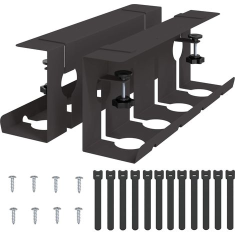 Under Desk Cable Management Tray 2 pcs Black 43 x 10 x 15 cm vidaXL (1/5)