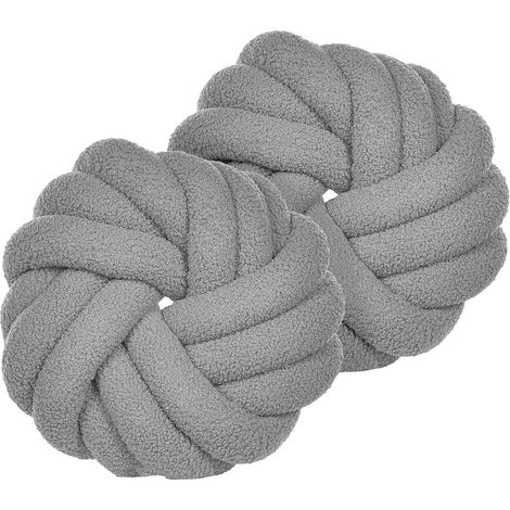 Morbido Cuscino Decorativo a Forma di Nodo Grigio 31 x 31 cm Akola