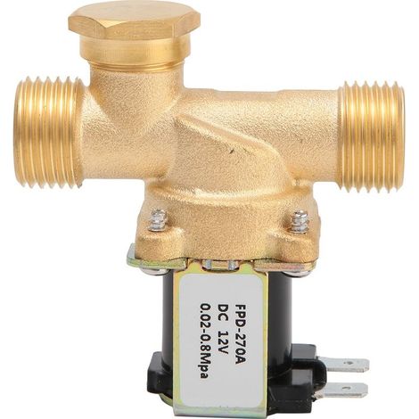 Électrovanne électromagnétique en laiton G1/2 ", normalement fermée, interrupteur d\'entrée d\'eau (DC12V) (1/5)