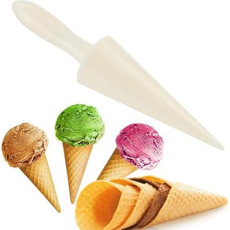Molde para conos de helado - Moldeadores de conos crujientes - Conos caseros - Juego reutilizable - 2 piezas - Color plateado (1/5)