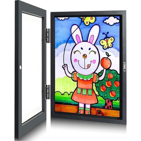 Black A4 Kids Folding Picture Frame, Children's Artwork Folding Acrylic Art Photo Frame for Kids, to Display or Hang Your Children's Artwork 1pc (1/5)