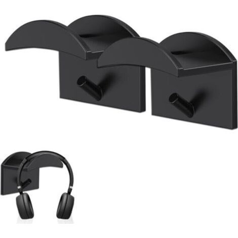 2 Pièces Support de Casque, Aucun Percage Requis Support Casque en Gel de Silice, avec Support de Casque à Crochet, Noir (1/5)