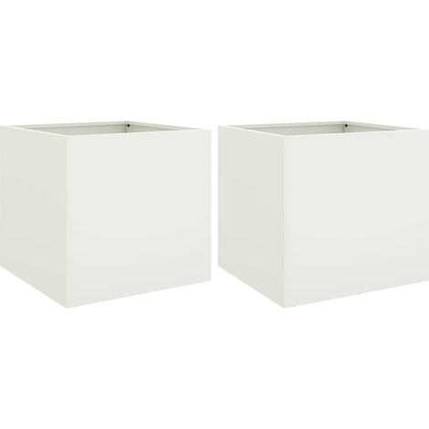 Vaso per fioriera aiuola rialzata piante fiori giardino terrazze set da 2 49 x 47 x 46 cm acciaio bianco 020038985