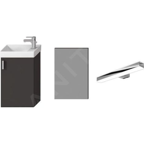 Jika Petit - Set meuble avec lave-mains, miroir et éclairage, gris H45J5141753011 (1/3)