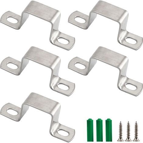 Set de 5 supports pour tuyau carré M90 x 90 mm, en acier inoxydable 304 en forme de U avec vis (1/5)