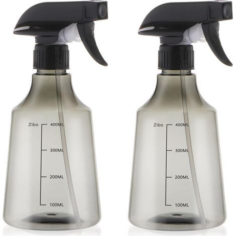 Lote de 2 botellas de agua con pulverizador de niebla fina y hojas para plantas, gris (1/5)