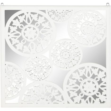 DKD Home Decor Miroir Blanc Bois MDF 90x90 cm (1/4)