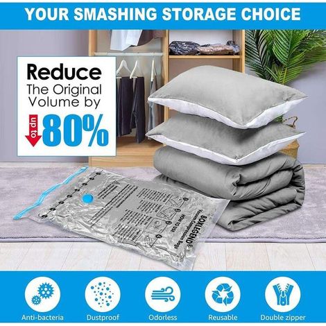 20pcs Sacs de Rangement sous Vide + Pompe Sac de Voyage sous Vide Housse sous Vide Réutilisable Sac Compression sous Vide Vêtement (1/3)