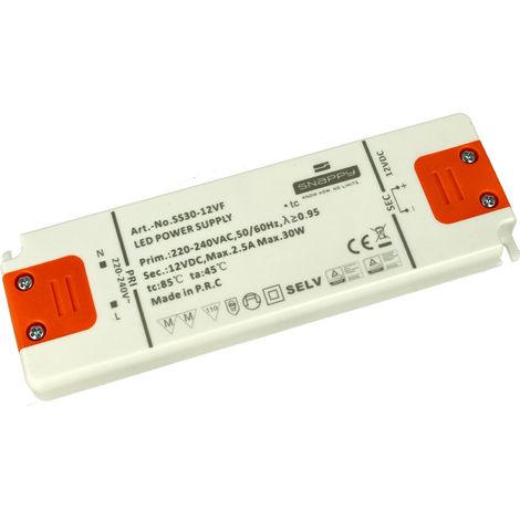 Alimentatore Trasformatore Slim 12V 30W 2,5A 14mm SNAPPY SS30-12VF (1/3)