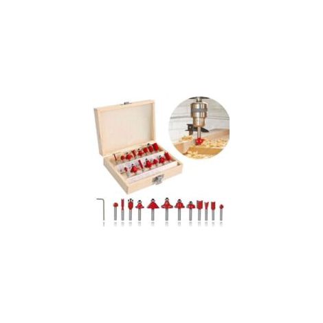 6-teiliges Fräserset für bündiges Abkanten, Spezifikationen: 6,35 mm, Holz, Set - Crezuo