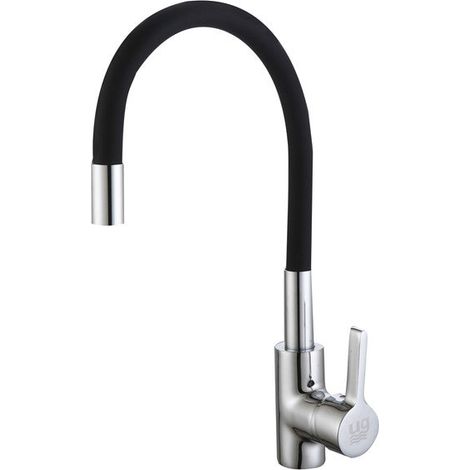 Mitigeur monocommande d'évier avec bec flexible haut de gamme en couleur noire, modèle Caoba (1/2)