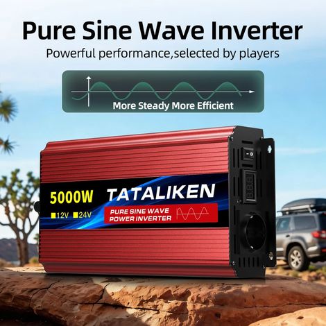 TATALIKEN Reiner Sinus‑Wechselrichter 5000 W, 12 V auf 220 V, Solar‑Stromumwandler, geeignet für Fahrzeuge, Camping und Hausgebrauch (1/5)