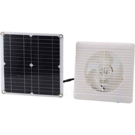 Ventilateur solaire 12W 12V DC, ventilateur d'extraction alimenté par panneau solaire pour serre extérieure (1/4)