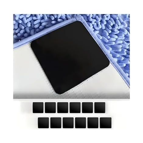 12 Patins Antidérapants Tapis Double Face – Autocollants Anti Glisse Réutilisables et Lavables, Fixation Tapis sur Carrelage, Sol Stratifié ou Bois – Pastilles Antidérapantes pour Coins de Tapis (1/4)