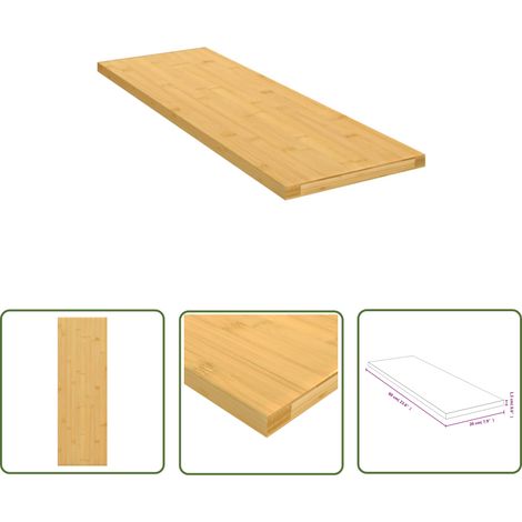 The Living Store Étagère murale 60x20x1,5 cm bambou - Étagère Murale - Étagère Suspendue - Rangement Mural - Décoration Murale - Étagère Bambou (1/4)