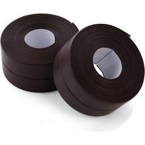 2 Rouleaux Bande Etancheite Autocollante Imperméable, PVC Ruban Adhesif de Scellage Mural,Douche,Toilette,Cuisine,Salle de Bains (Marron) Sunflower (1/2)